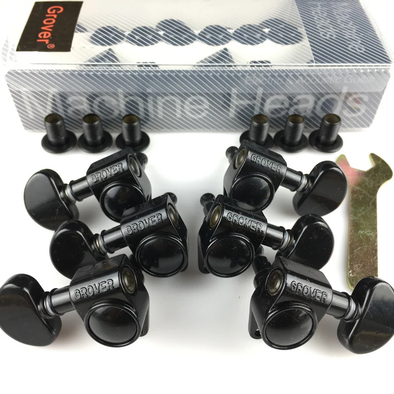 1Set 3R 3L Genuine Grover Guitar Machine Heads Tuners 1 18 Black Without Original Packaging