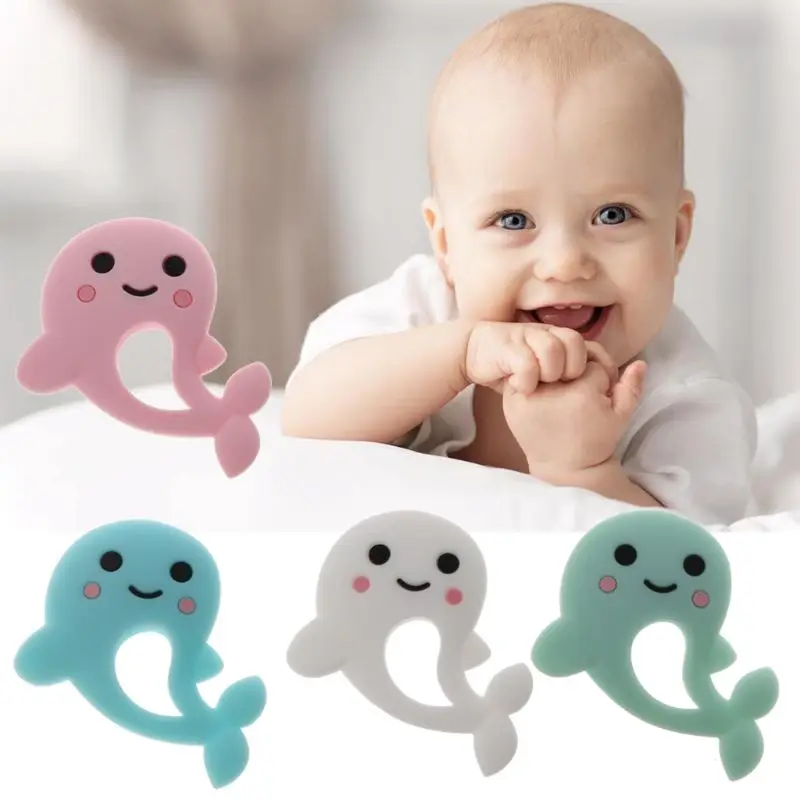 

Cartoon Dolphin Baby Teethers Food Grade Silicone Beads Teether Teething Necklace For Teeth Silicone Teether Baby Products