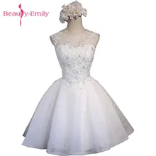 Beauty-Emily реальные фотографии, белое Тюлевое платье для выпускного вечера es, кружевное платье до колен, Короткие вечерние платья