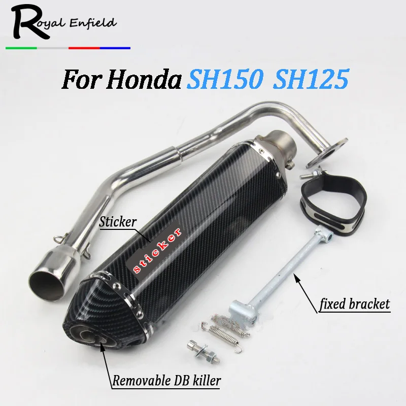 

SH150 SH 125 150I Motorcycle Exhaust Full System Slip-On Middle Link Pipe Muffler For honda SH125 SH150i SH125i