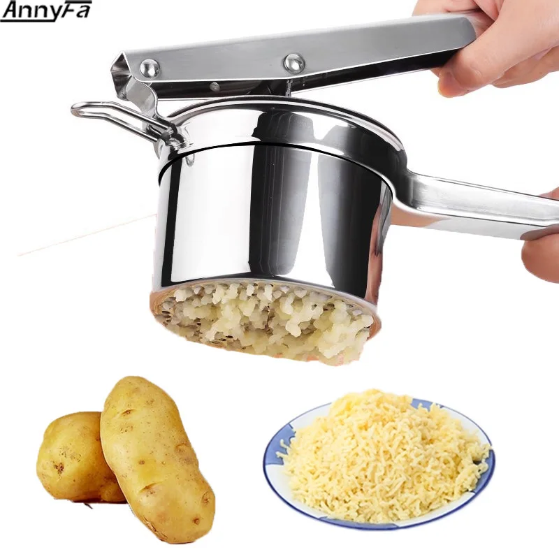 AnnyFa Large Stainless Steel Potato Masher Ricer Puree Metal Manual