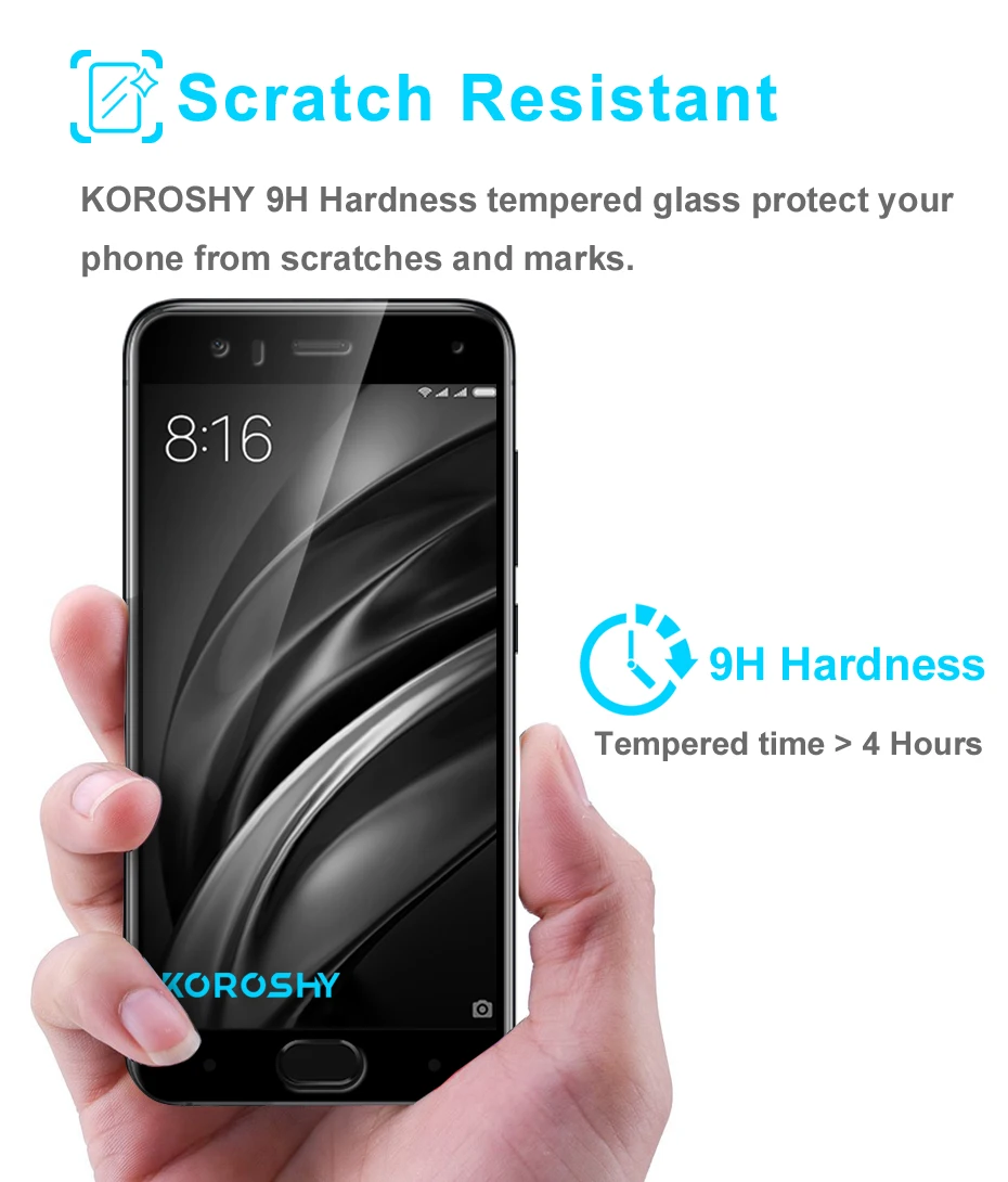 KOROSHY Full Cover Tempered Glass for Xiaomi Mi6 Mi 6 M6 Pro Prime Screen Protector Bubble Free Scratch Proof Guard Glass Film (5)