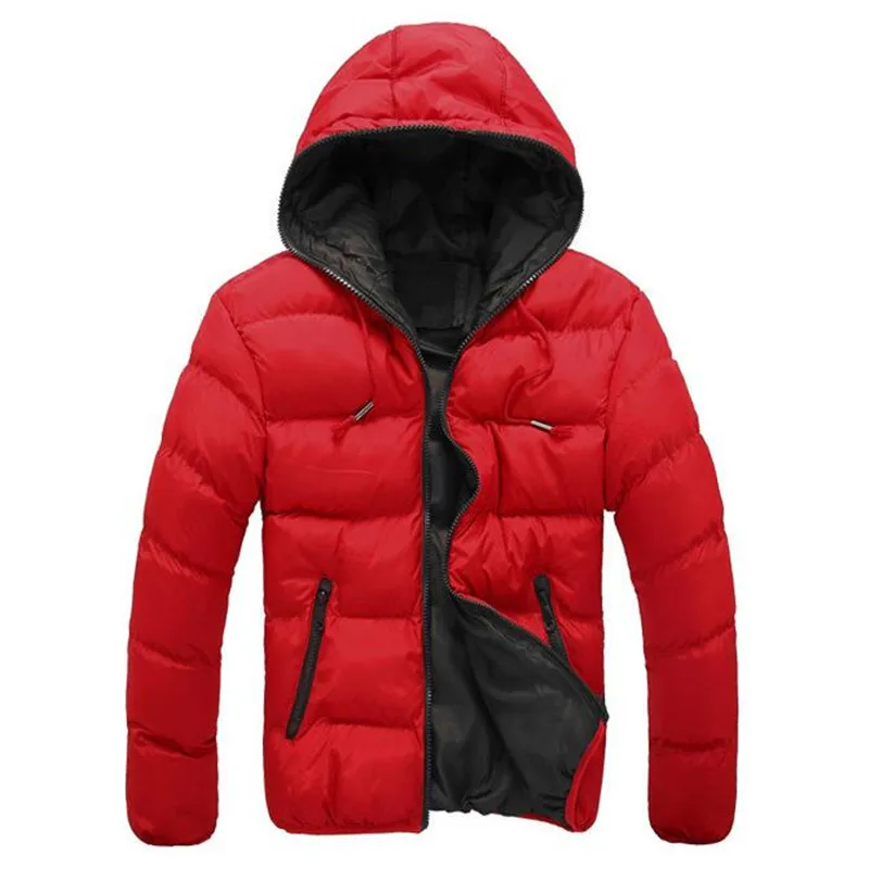 Модные мужские парки на осень и зиму, хлопковая куртка для пары, стильные, теплые, ультралегкие, с хлопковой подкладкой, красные, черные, с капюшоном - Цвет: Красный