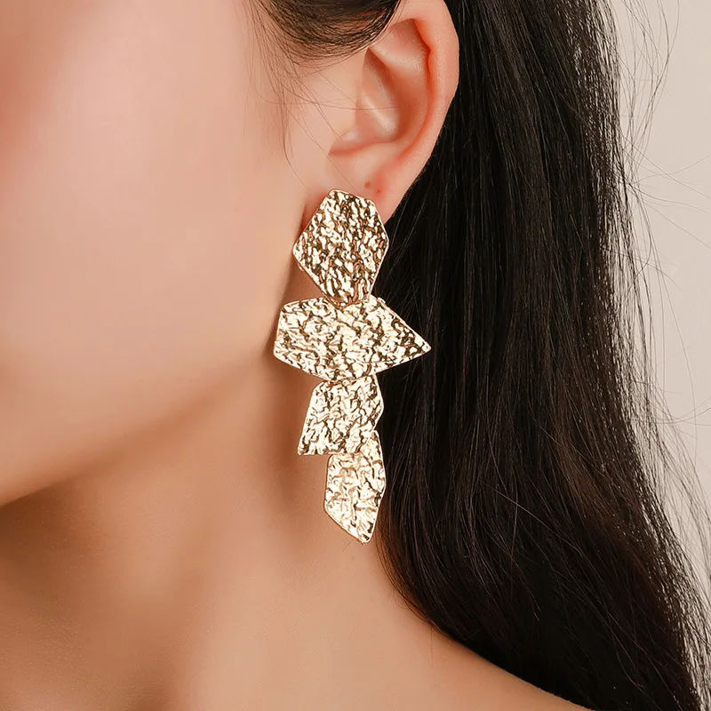 

Big Metal Shape Hanging Drop Dangle Women'S Earrings 2019 Statement Geometric Gold Sliver Plated Earrings Jewelry