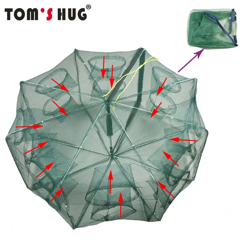 

4 6 8 16 Hole Fishing Net Folded Portable Net Shrimp Squid Crab Bait Casting Porous Design Fishing Cage Automatic Trap