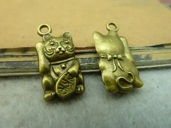 

20Pcs Antique Bronze Lucky Cat Charm DIY Jewelry Making