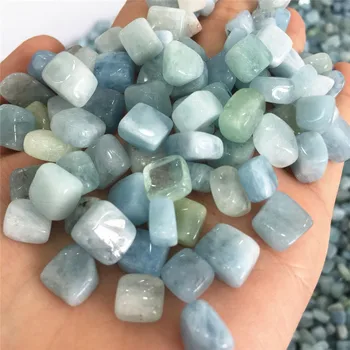 

Free ship natural Aquamarine Crystal Tumbled cube Stones for home decoration