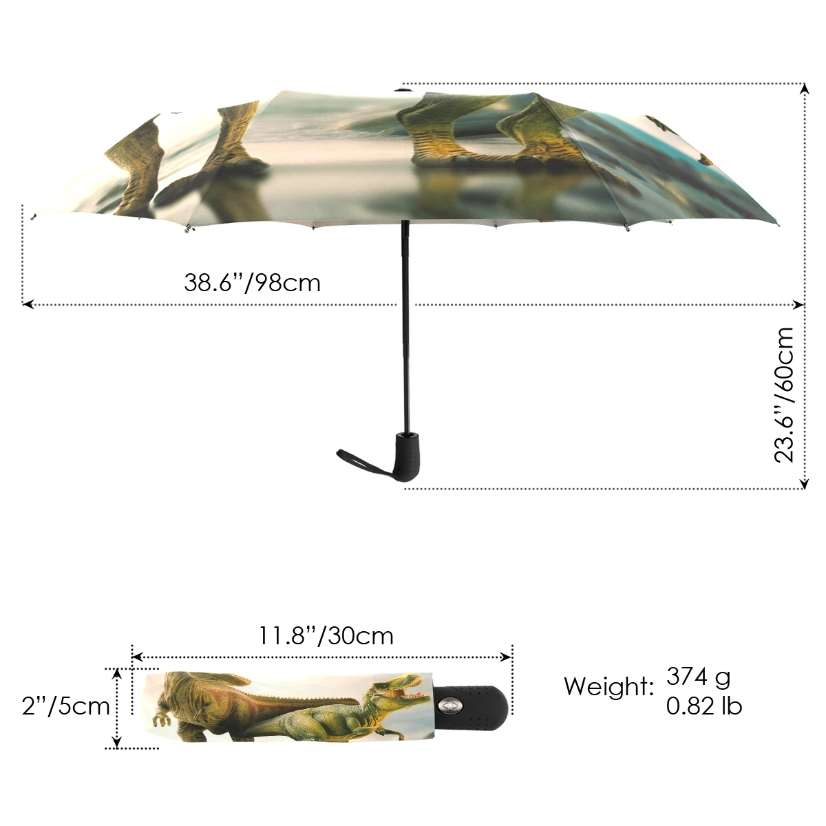 Зонт с 3D принтом динозавра, ветростойкий складной автоматический зонт, женский Автоматический ветрозащитный зонтик от дождя для мужчин и путешествий