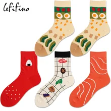 Фирменный дизайн японских яиц суши женские носки забавные Creatie Новинка клетчатые хлопковые подростковые носки салат красочные носки Ne72440