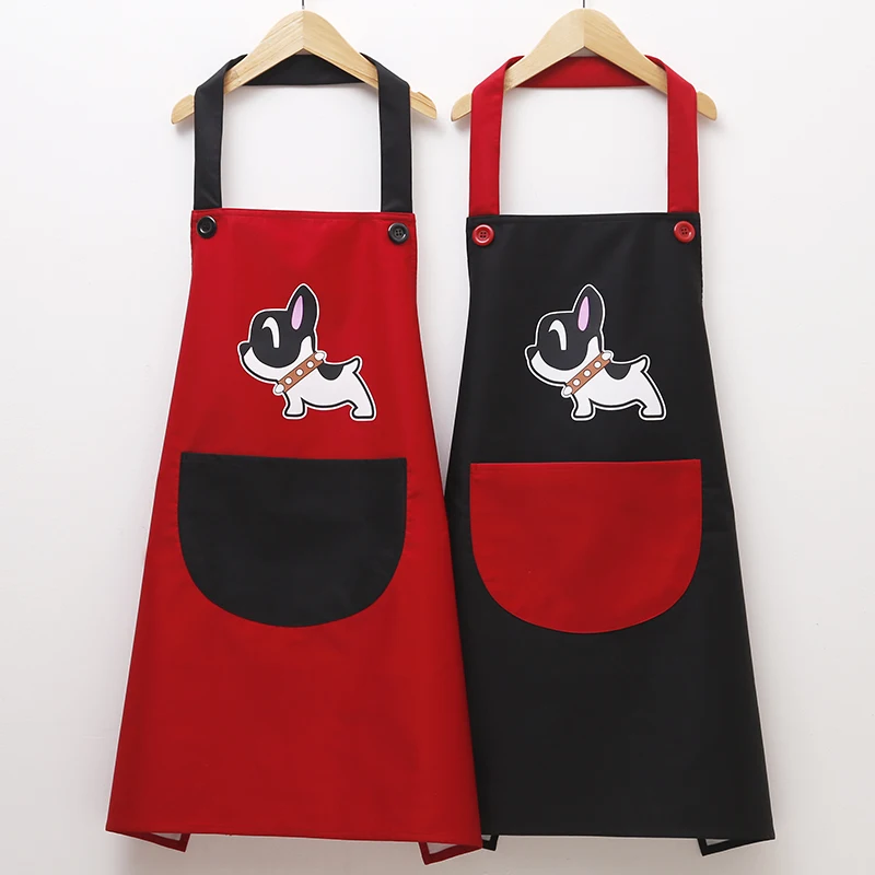 Couple cute dog waterproof and oil-proof apron kitchen gowns