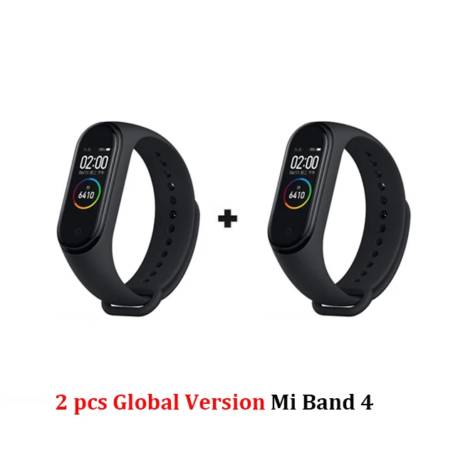 Xiaomi mi Band 4 умный Браслет mi band 4 цвета AMOLED экран сердечный ритм фитнес музыка Bluetooth 5,0 50 м водонепроницаемый сенсорный экран - Color: 2PCS EU Mi Band 4