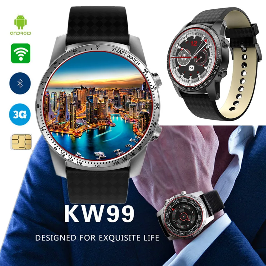 

ASKMEER KW99 GPS Smart Watch Android 5.1 MT6580 3G WIFI Sport Watches Phone Smartwatch Heart Rate Monitor Smart Wearable Device