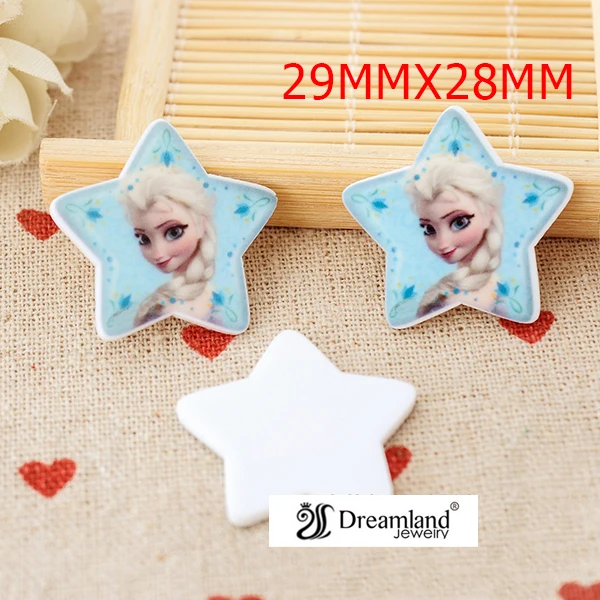 

50pcs/lot New Cartoon Character Princess Planar Resins in Star Shape Resin Flat Back for DIY Home & Phone Decoration DF-138