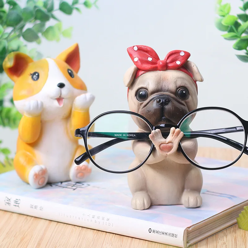 

Creative animal dog glasses frame resin material office home desktop eye seat decoration corgi Schnauzer cute puppy frame-60189