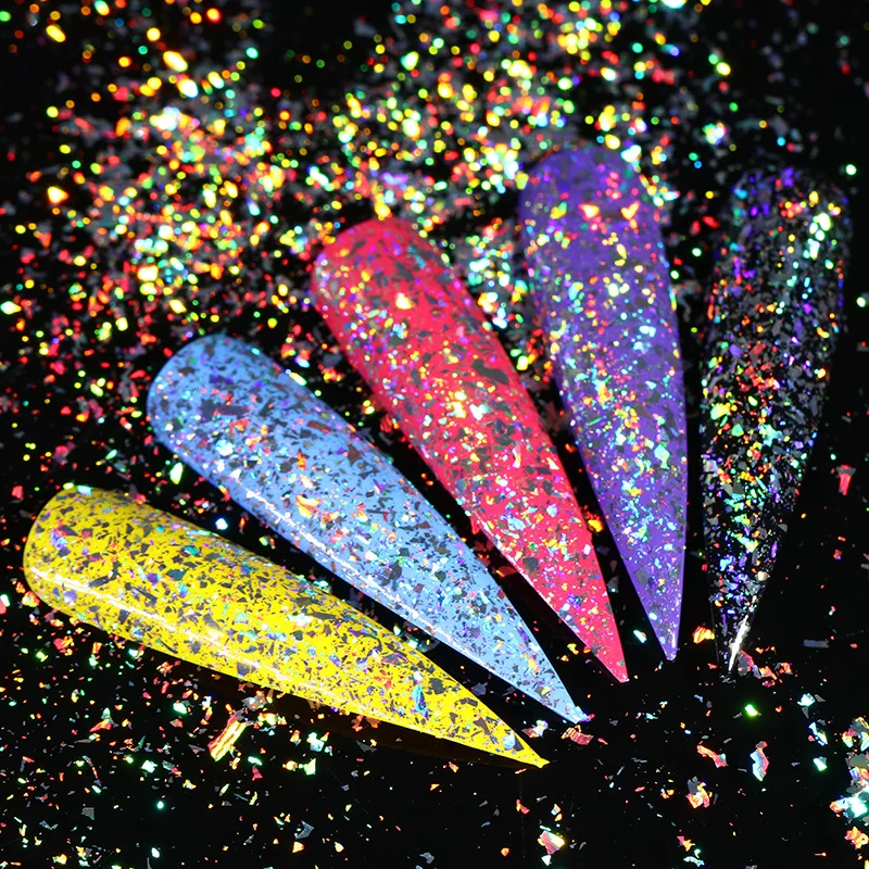

Holographic Laser Nail Flakies Sequins Iridescent Galaxy Glitter Paillette Manicure Nail Art Decorations