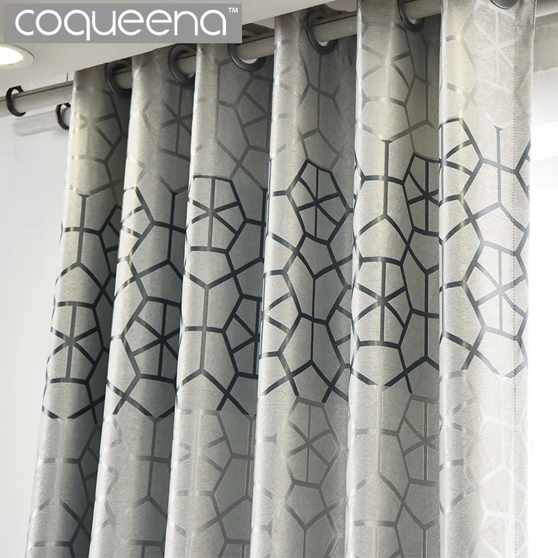Modern Thick Suede Geometric Curtains For Living Room Bedroom Custom Ready Made Window Curtain Drapes Grey Modern Thick Suede Geometric Curtains For Living Room Bedroom Custom Ready Made Window Curtain Drapes Grey