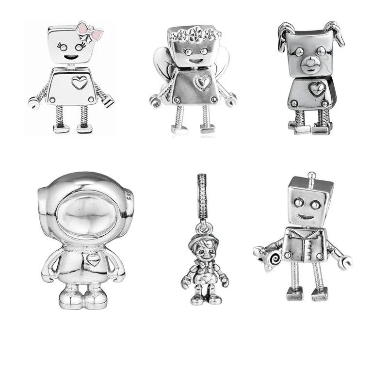 

Fit Pandora Bracelet 100% 925 Sterling Silver Beads Pinocchio Robot Cosmo Tommy Astronaut Charm for Jewelry Making free shipping