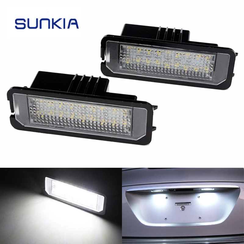 2Pcs Set SUNKIA Canbus Error Free White 18SMD LED Number License Plate Lights For SEAT Altea