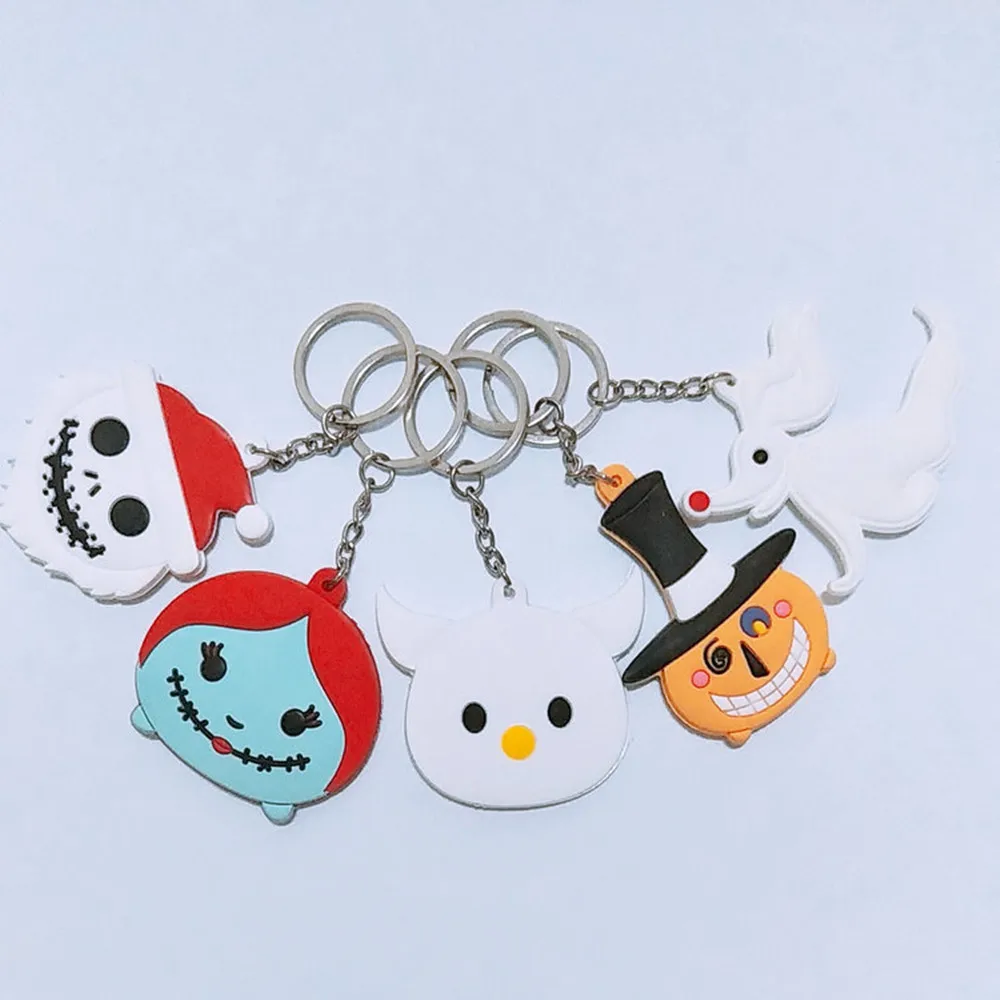

Nightmare Before Christmas cartoon PVC keychain Sally Jack stylish novelty double-sided soft rubber pendant Keyring Jewelry toy