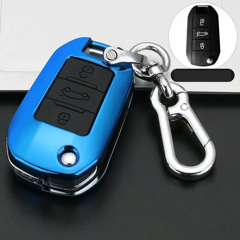 

Zinc alloy Car Key Cover shell for Citroen C4 CACTUS C5 C3 C4L Peugeot 508 301 2008 3008 408 key Case Bag Holder
