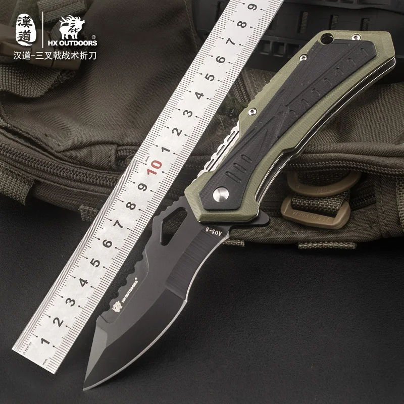 HX OUTDOORS AUS 8 Folding Blade Knife G10 Handle Outdoor Hunting EDC