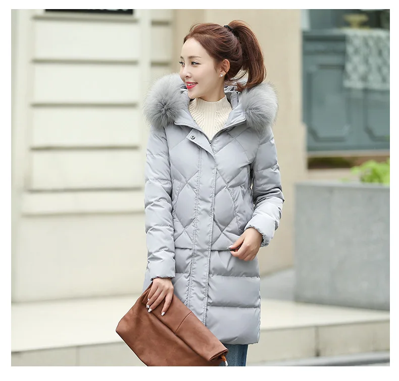 Women Winter Jacket White Duck Down Coats Hooded Fur Collar Parka Women Coat And Jacket Long Loose Clothes Female 2018 AS04 (12)