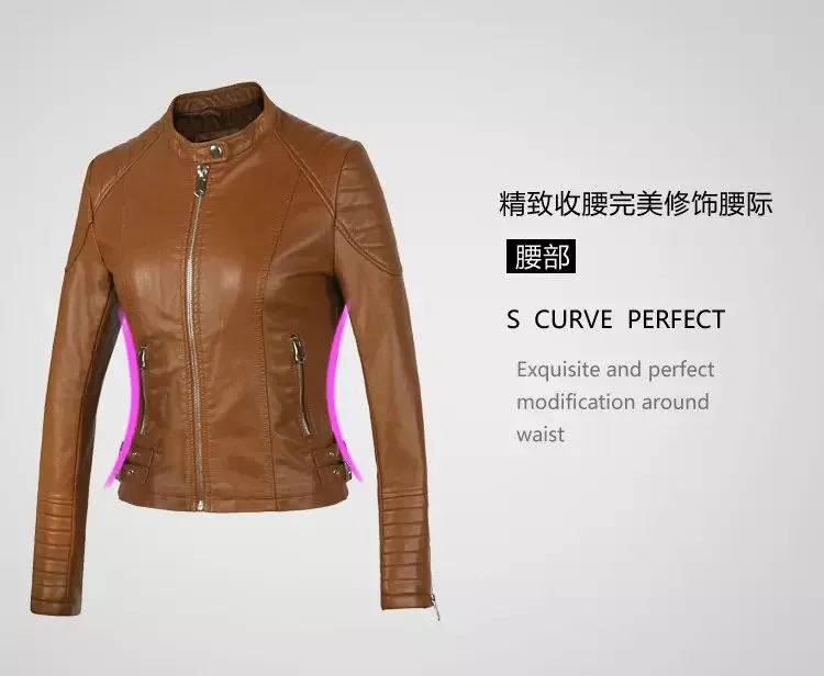 Женская короткая куртка из искусственной кожи коричневого, черного цвета, SML, приталенное мотоциклетное кожаное пальто, женская верхняя одежда, повседневная осенняя одежда высокого качества