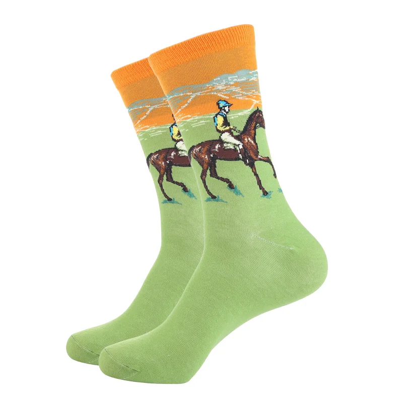 Евро 35-43 мужские, повседневные носки с арт-абстрактной живописью, хлопковые носки для женщин и мужчин, ретро уличная мода, спортивные длинные носки, оптом - Цвет: 1512