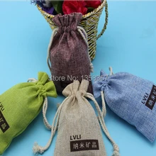 100 шт/партия джутовые/льняные подарочные сумки на шнурке для туалетных принадлежностей/IPAD упаковка, размер быть настроен, различные цвета