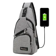 Для мужчин сумка на ремне сумки с зарядка через usb порт для наушников через плечо мешок штекер открытый Пеший Туризм Повседневное рюкзак