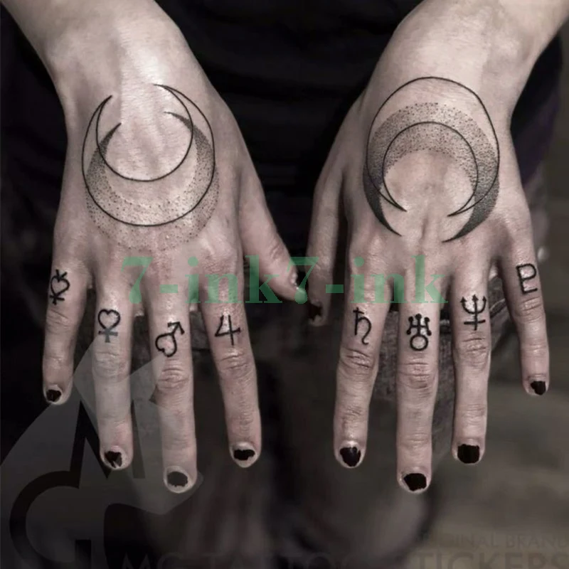 Водостойкие Временные татуировки, стикер, темный прайна, персональный символ Луны, Водная передача, поддельные тату, флеш-тату для мужчин и женщин