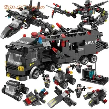 8 En 3 City serie policial SWAT bloques de construcción niños armas de montaje avión coche Robot de juguete Compatible con las marcas Lego