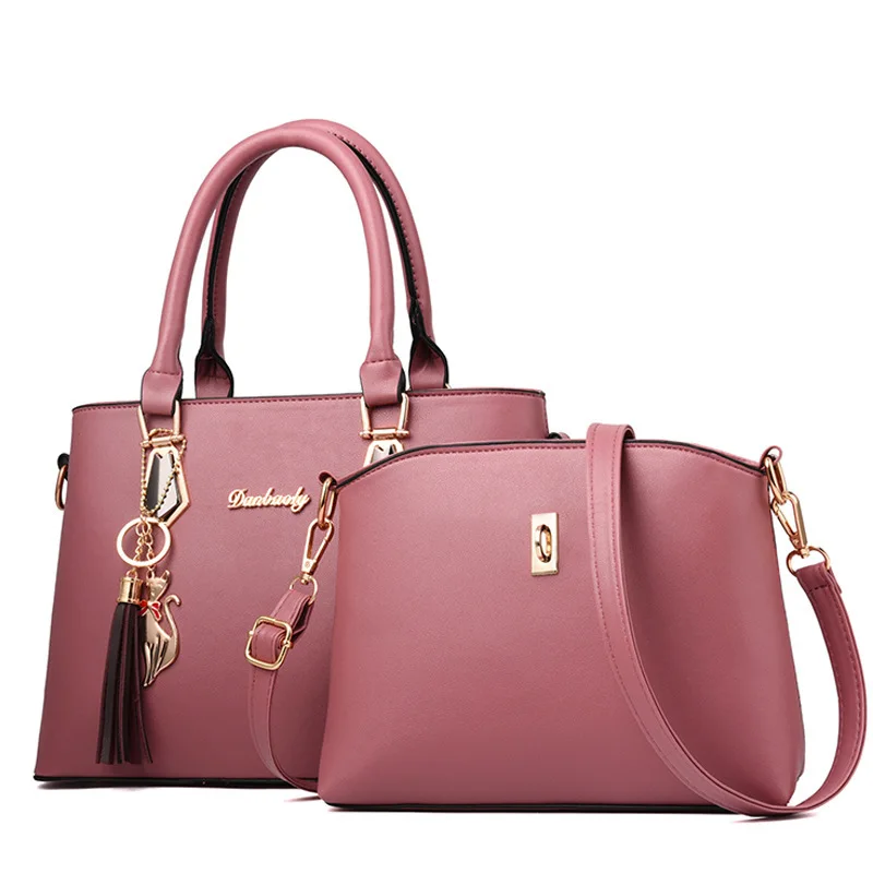 Женская сумка, модная, повседневная, содержит две упаковки, роскошные сумки, дизайнерские сумки через плечо, новые сумки для женщин, композит, 2 комплекта, WM10 - Цвет: Pink