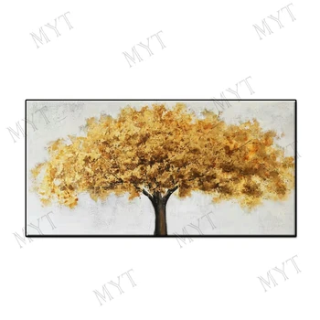 

Abstract Large Size Gold Tree Oil Painting Knife Handmade Canvas Wall Art Picture Unframed Painting Bedroom Decoration Fine Art