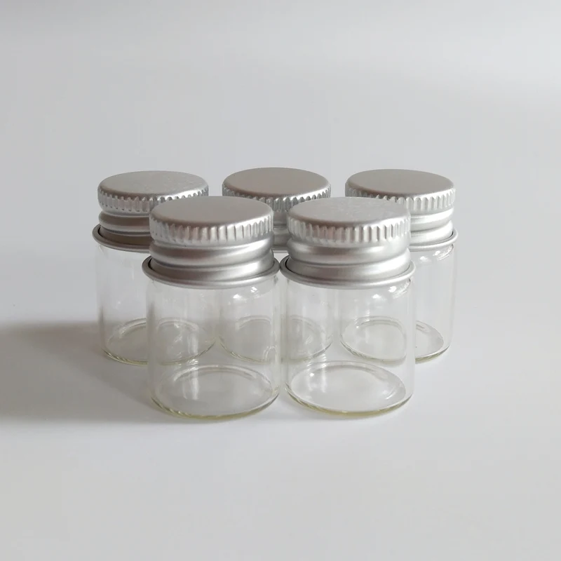 

50pcs/lot 5ml Aluminum lid glass bottle 22*30mm Sliver Screw cap Sealed Small Clear Candy glass vials wish bottle for festival