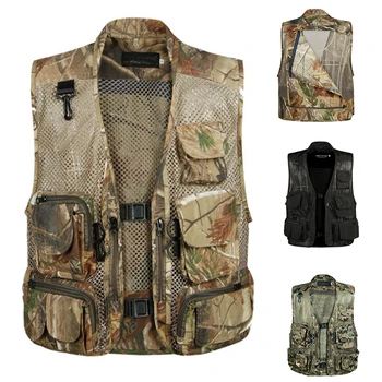 

Outdoor Men Camping Hunting Fishing Hiking Vest Amphibious Multi Pockets Tactical Vest Men Quick Dry Mesh Camouflage Clothes