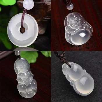 

home ice Hetian jade pendant jade Guanyin pendant necklace cord Jade Buddha Pendant with a certificate of men and women
