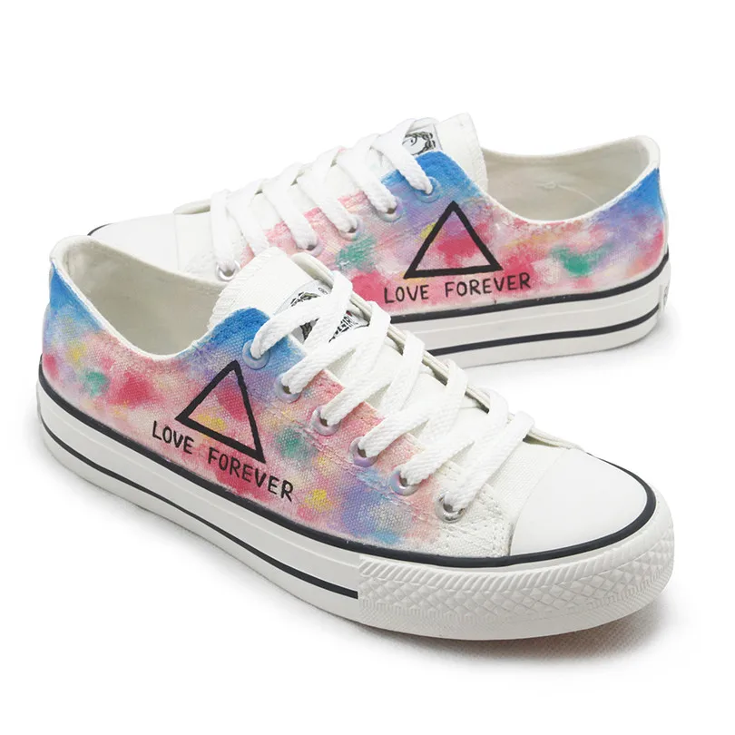 

Women Fascinating mixed Color Shoes 2018 Fashion Hand-Painted casual Platform Shoes Romantic Love Forever Custom Print flat