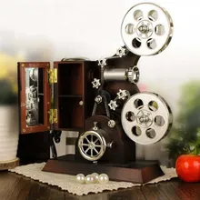 8 Notes Retro Film Projector Music Box with Mirror Storage Girds Hand Crank Crafts Child Gift Classic Birthday Gift Home Decor