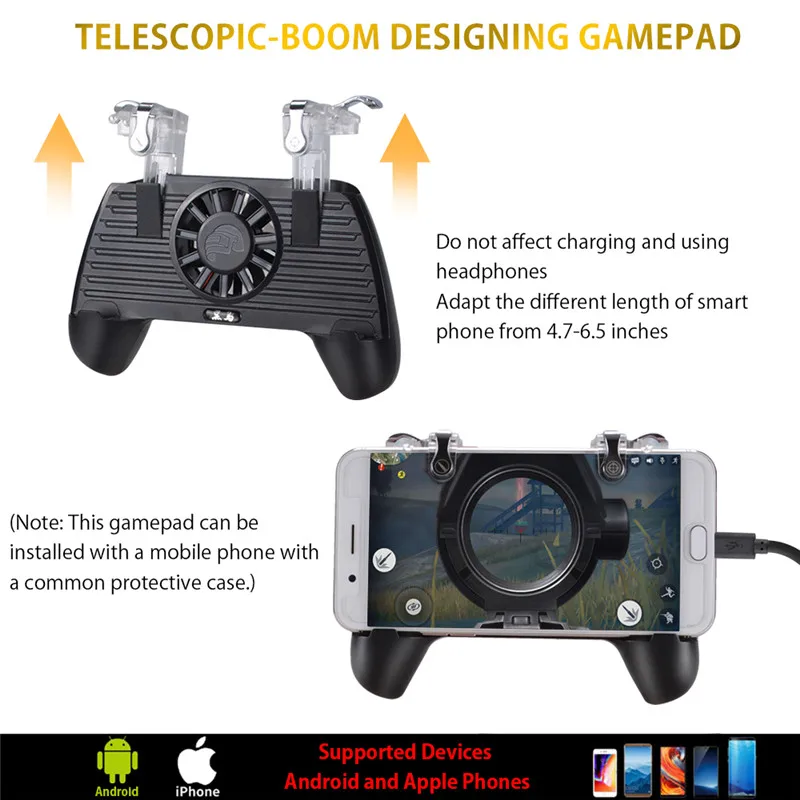 1 Pcs PUBG Controller Gamepad Pubg Mobile Trigger L1R1 Shooter Joystick Game Pad Holder Cooling Fan 4000mAh/4400mAh Power Bank