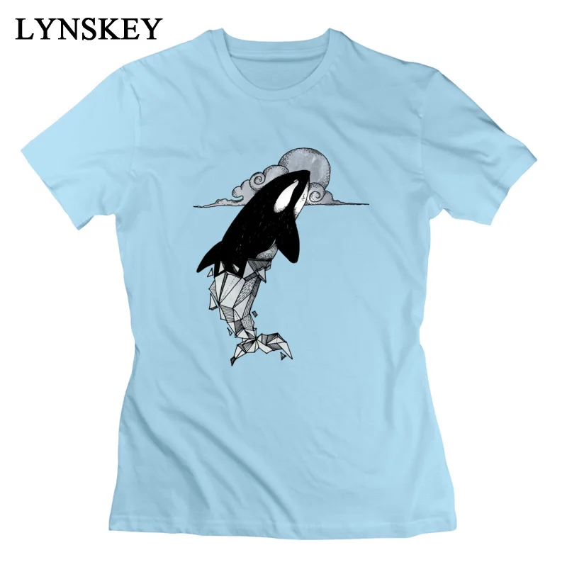 LYNSKEY Orcinus orca geometric O-Neck Women's T-Shirts Summer Autumn Street Tops Shirt Brand 100% Cotton Custom Sweatshirts white
