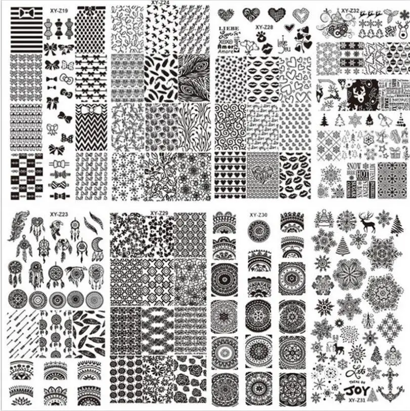 DIY Nail Latest 32 Styles Art Stamp Template Image Plates Polish Stamping Decal dropship Y713 4pcs christmas halloween owl 4 design stainless steel nail plates nail art image konad print stamp stamping manicure template
