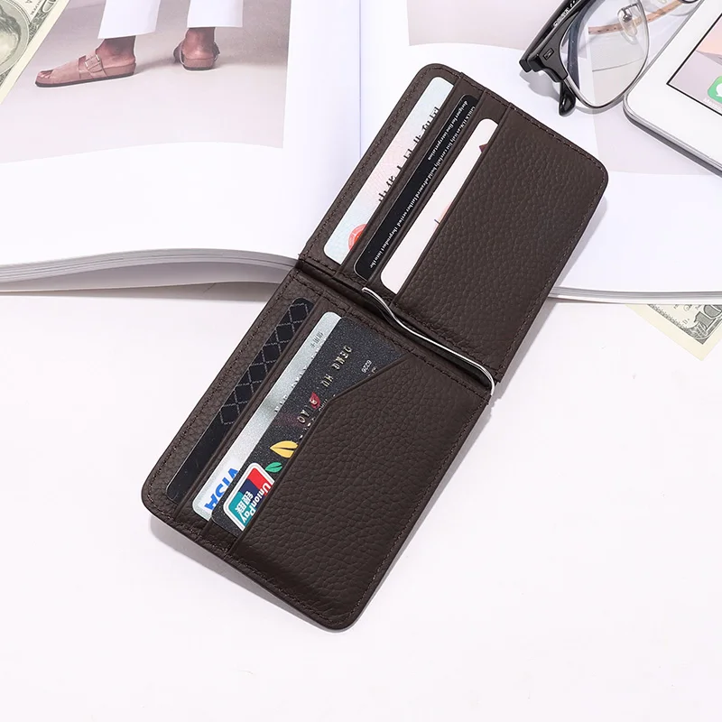 

2019 new fashion money clip billetera card wallet man clip wallets genuine leather pocket