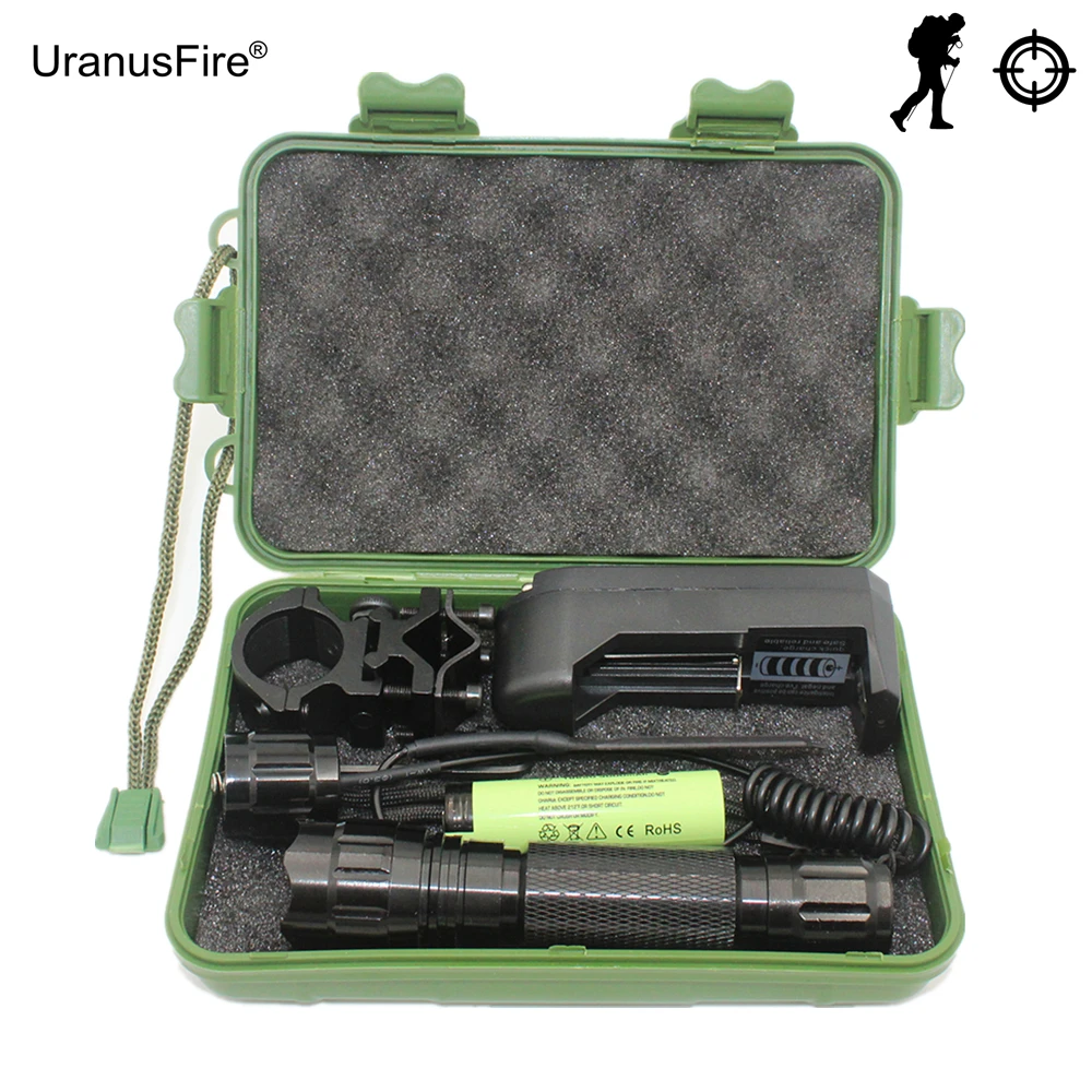 

Portable 501B Flashlight White Light T6 LED Torch Tactical Hunting Flashlight green/red/blue/UV light 18650 Battery lanterna