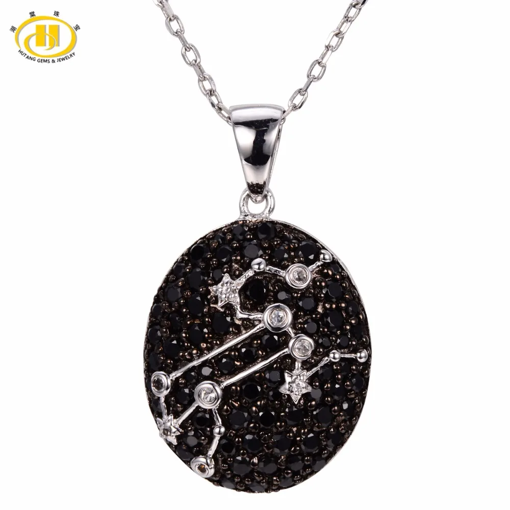 

Hutang Leo Sign Pendant Black Spinel 925 Silver Necklace Fine Gemstone Jewelry for Birthday Gift 23th July Until 22th August New