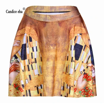 

CANDICE ELSA woman skirts digital printing wholesale kissing pleated skirt Skt1163
