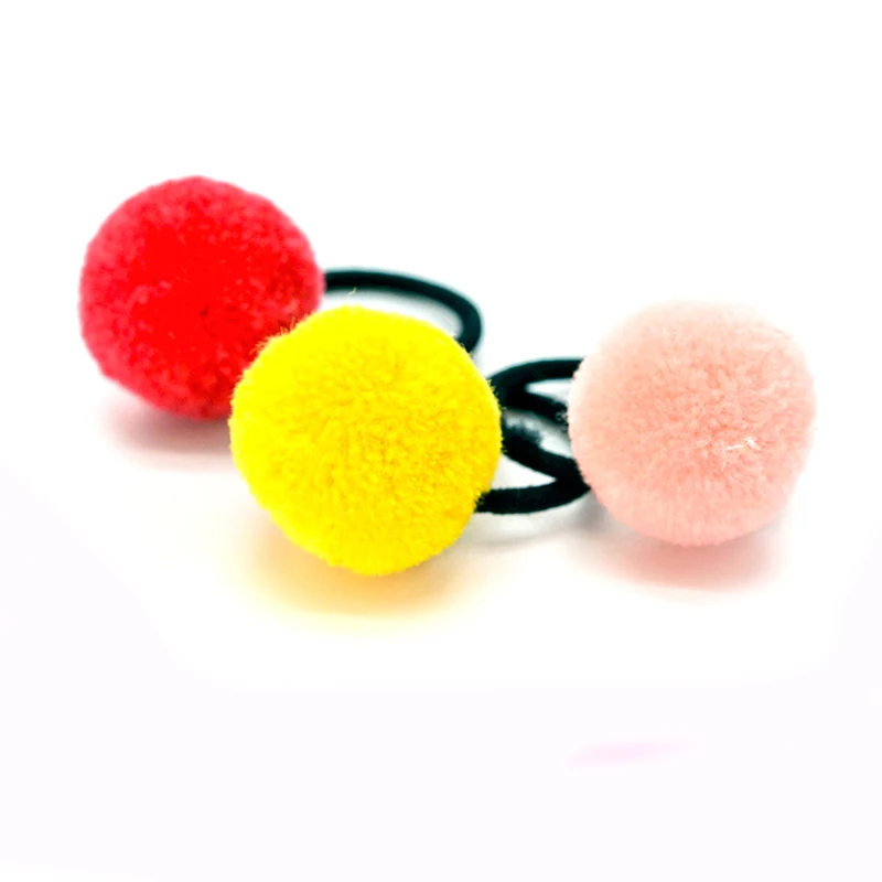 10pcs Girls Elastic Hair Bands Fur Ball Colorful Hair Rope Rings Rubber Bands Ponytail Holder Headwear Hair Gum Hair Accessories