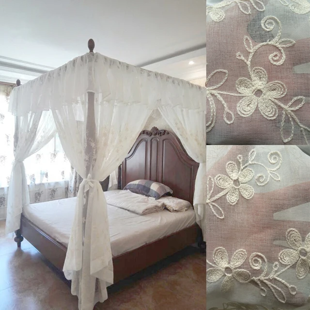 2018 Moustiquaire Brodé Lit À Baldaquin Rideau Valance Draperie ... 2018 Moustiquaire Brodé Lit À Baldaquin Rideau Valance Draperie ...