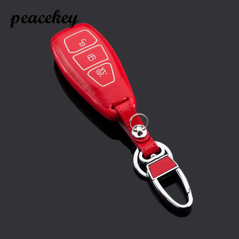 Peacekey ABS материал продукты Автомобильный ключ чехол для Ford Mondeo 3 кнопки умный ключ с кожаной кнопкой без логотипа - Название цвета: red