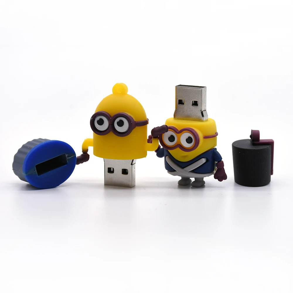 USB флеш-накопитель с миньонами, высокоскоростная USB флешка, реальная емкость, 4 ГБ, 16 ГБ, 8 ГБ, 32 ГБ, 64 ГБ, флешка флеш-накопитель, USB в подарок